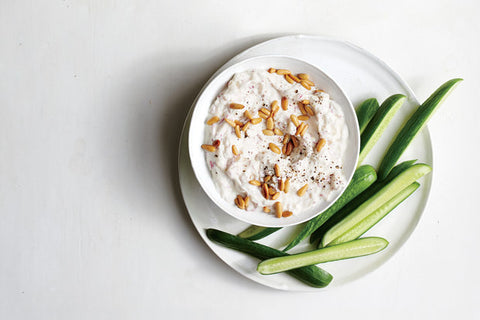 Radish Yogurt with Pine Nuts